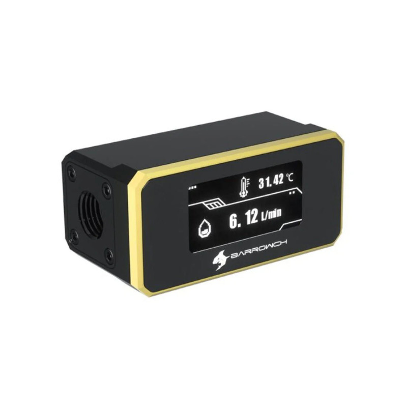 Barrowch G1/4 Digital OLED Display Flow and Temperature Sensor - Gold - مستشعر حرارة